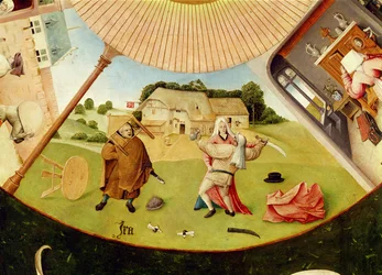 Ira, detalle de la Tabla de los Siete Pecados Capitales y las Cuatro Últimas Cosas, c.1480